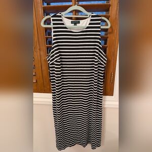 Ralph Lauren Sleeveless Black & White Striped Dress with Lining XL